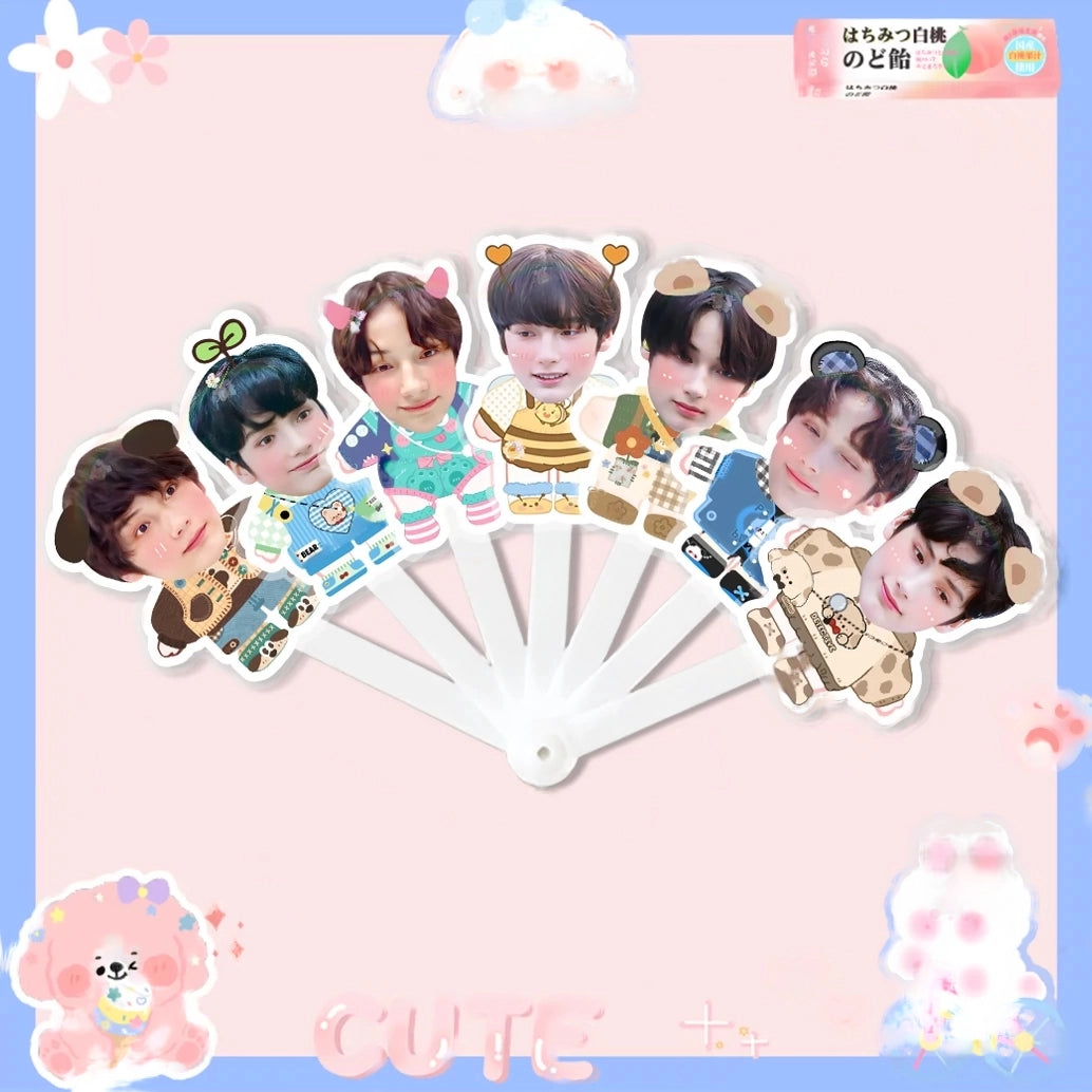 TXT Concert Fan Support Member Faces Folding Fan (Fan-made) - TXT Universe