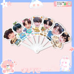 TXT Concert Fan Support Member Faces Folding Fan (Fan-made) - TXT Universe