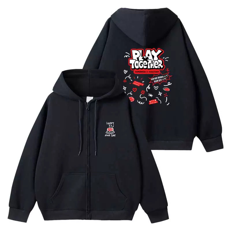 TXT 2024 PLAY x TOGETHER Happy Moa Day Zippered Hoodie (Fan-made) - TXT Universe