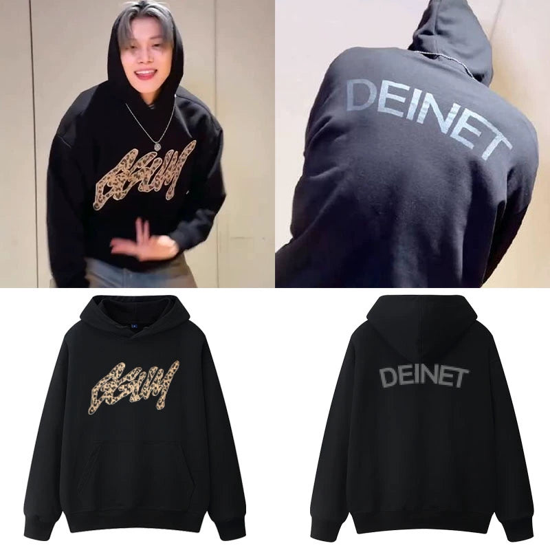 TXT Yeonjun GGUM Leopard Print Pullover Hoodie (Fan-made)