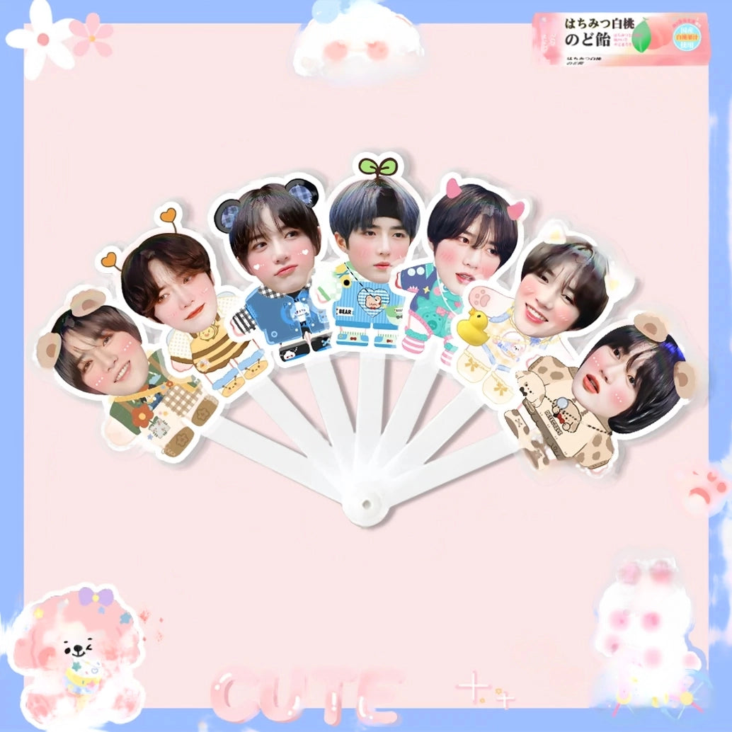 TXT Concert Fan Support Member Faces Folding Fan (Fan-made) - TXT Universe