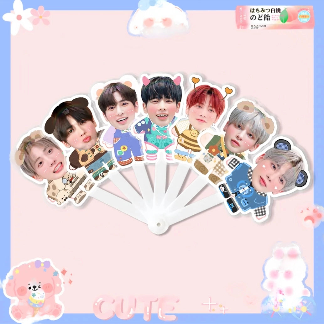 TXT Concert Fan Support Member Faces Folding Fan (Fan-made) - TXT Universe