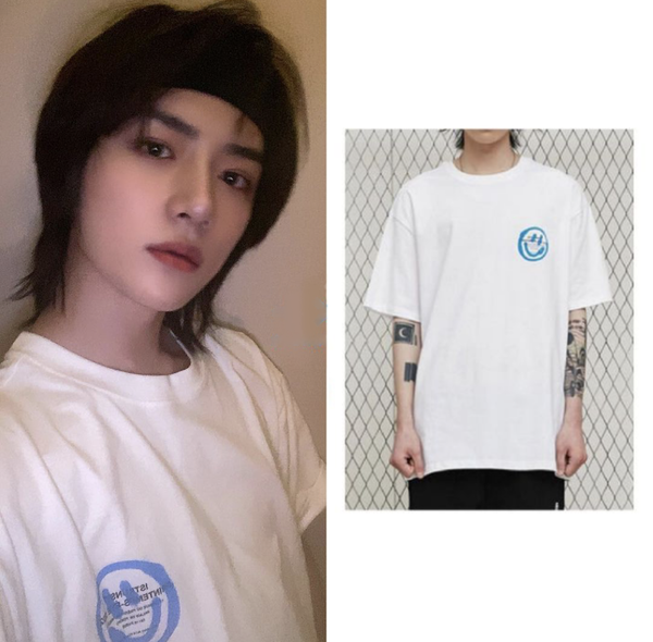 TXT Beomgyu Style Smiley T-shirt (Fan-made) – TXT Universe TXT Beomgyu Style Smiley T-shirt (Fan-made) – TXT Universe